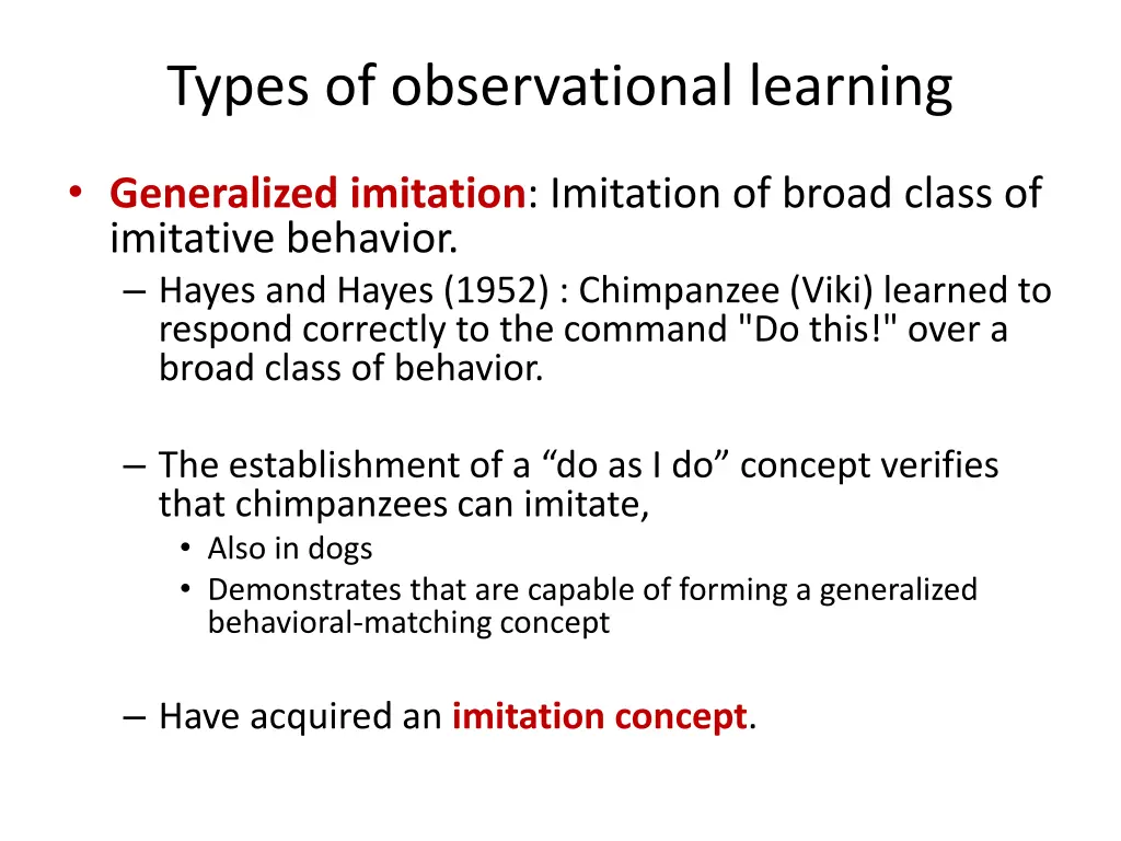 types of observational learning 1