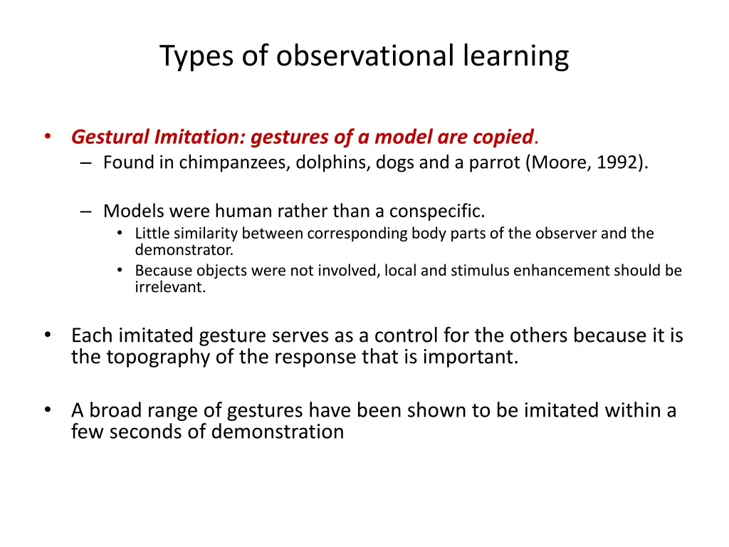 types of observational learning