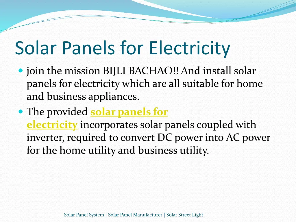 solar panels for electricity