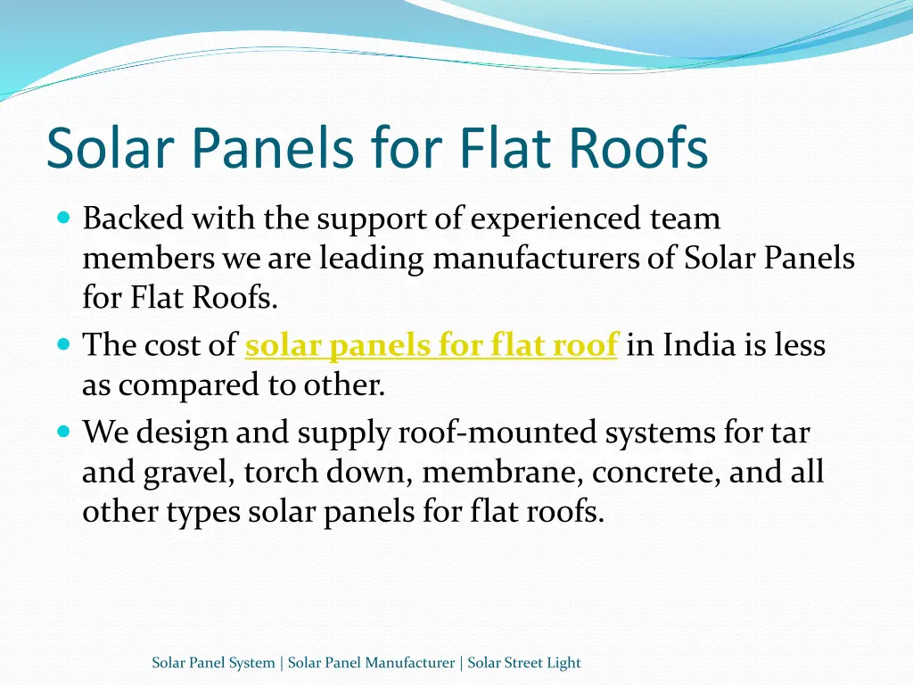 solar panels for flat roofs