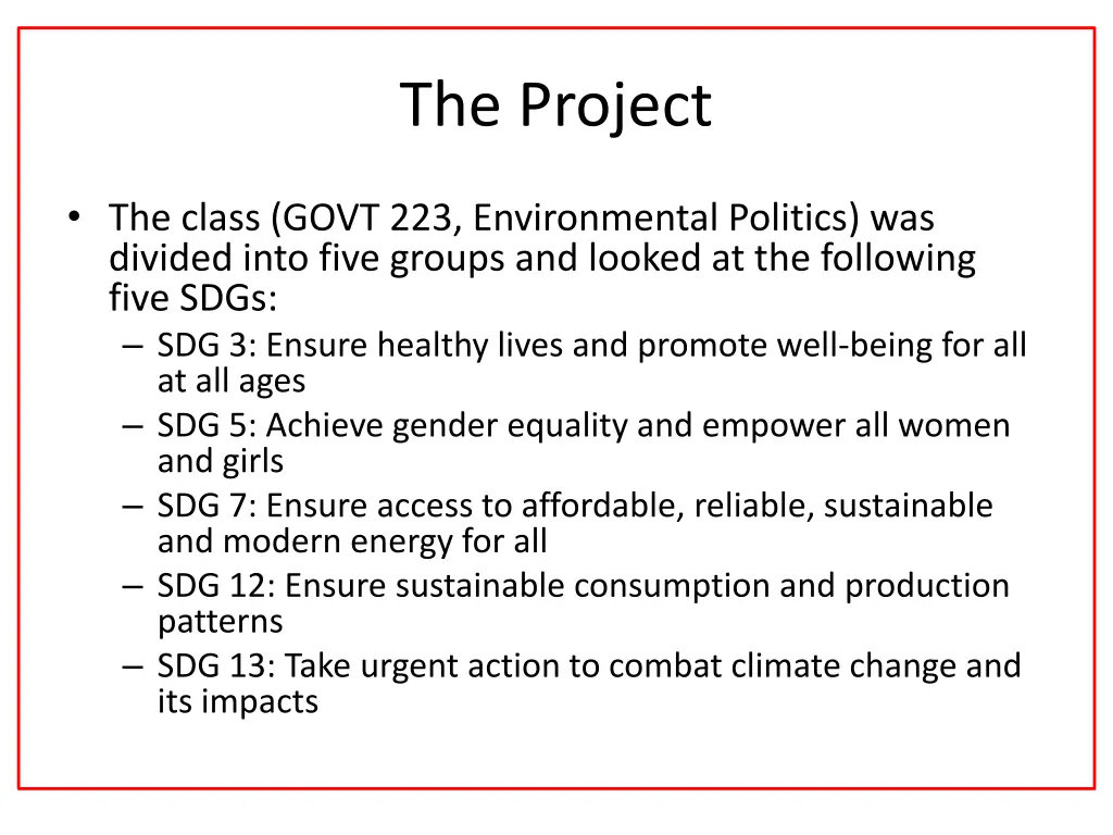 the project