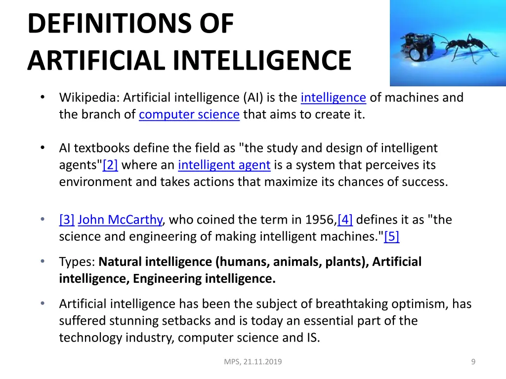 definitions of artificial intelligence