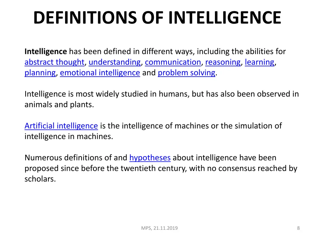 definitions of intelligence