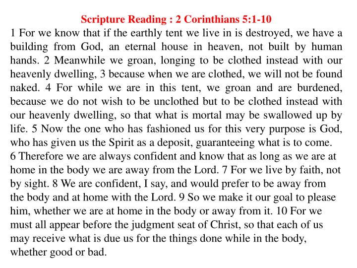 scripture reading 2 corinthians