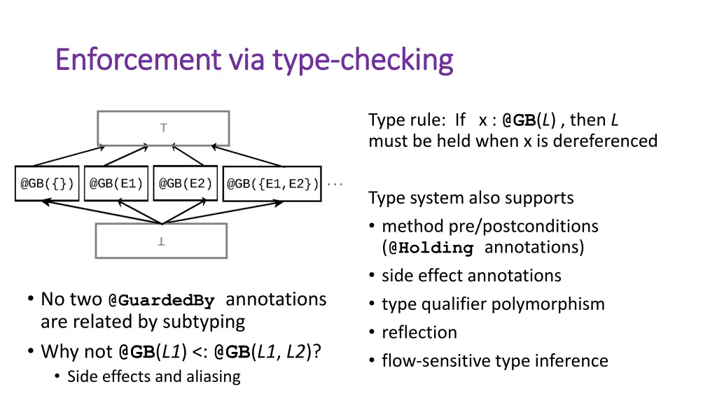 enforcement via type enforcement via type checking