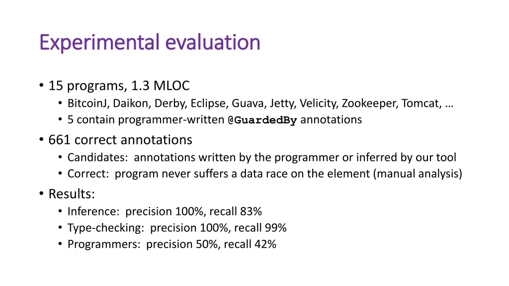 experimental evaluation experimental evaluation