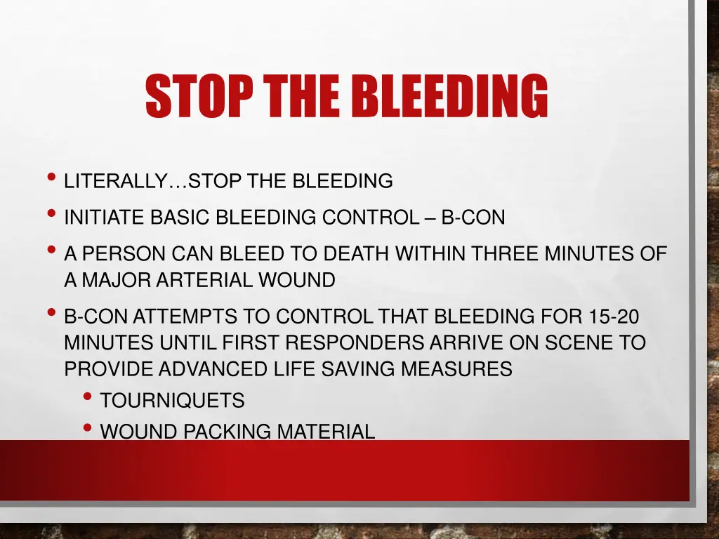 stop the bleeding