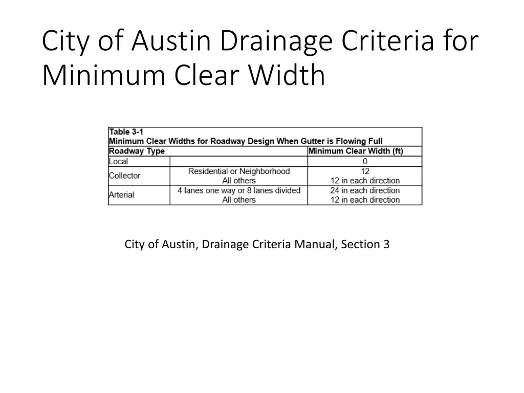 city of austin drainage criteria for minimum