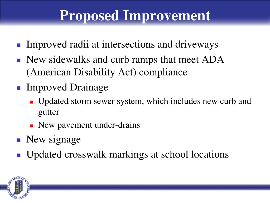 proposed improvement