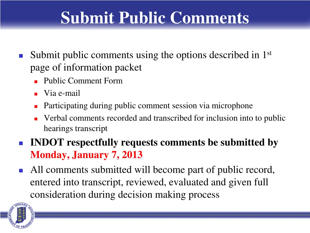 submit public comments