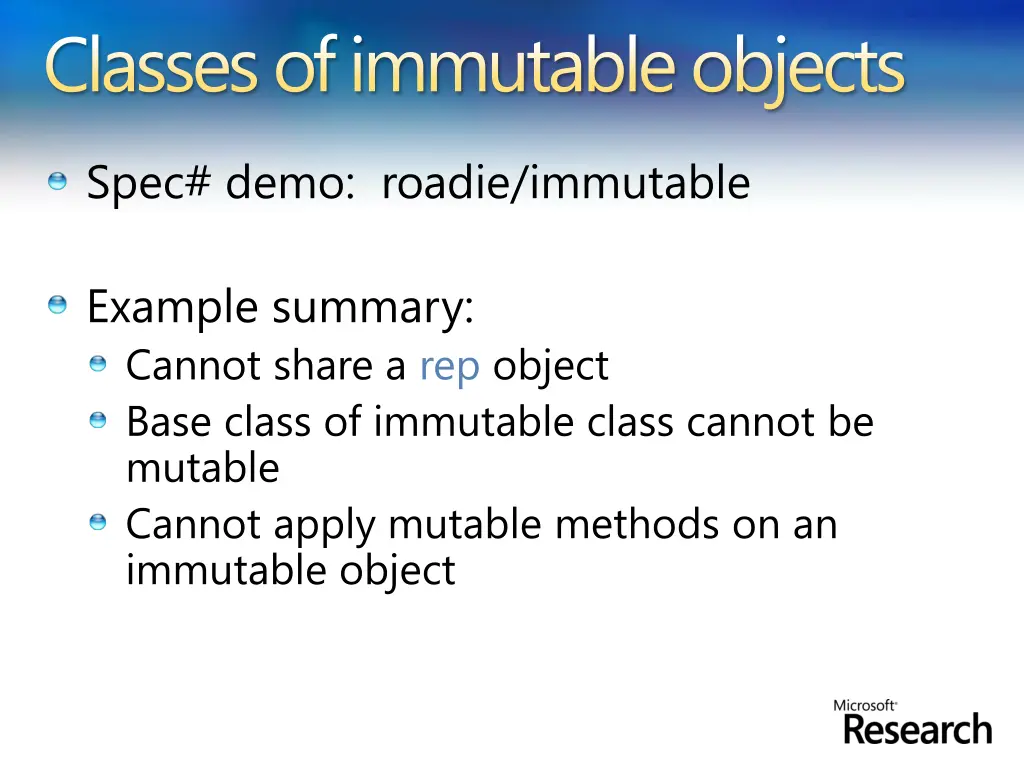classes of immutable objects 1