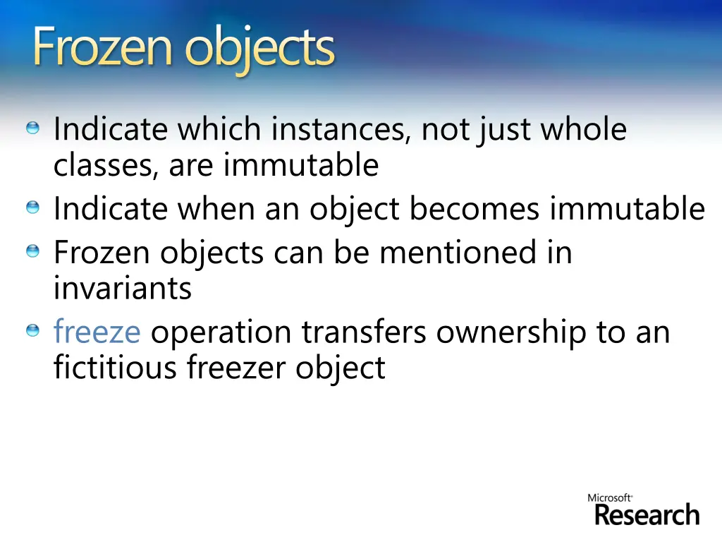 frozen objects