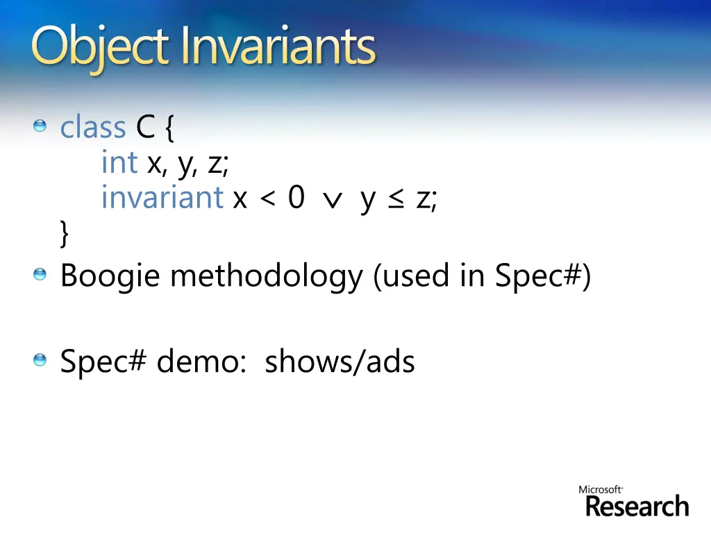 object invariants