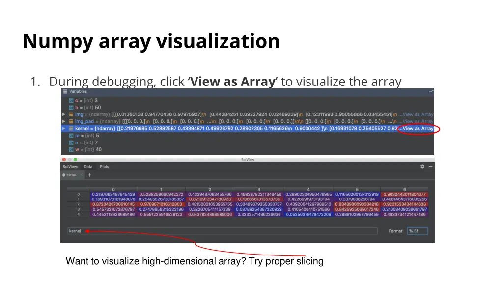 numpy array visualization