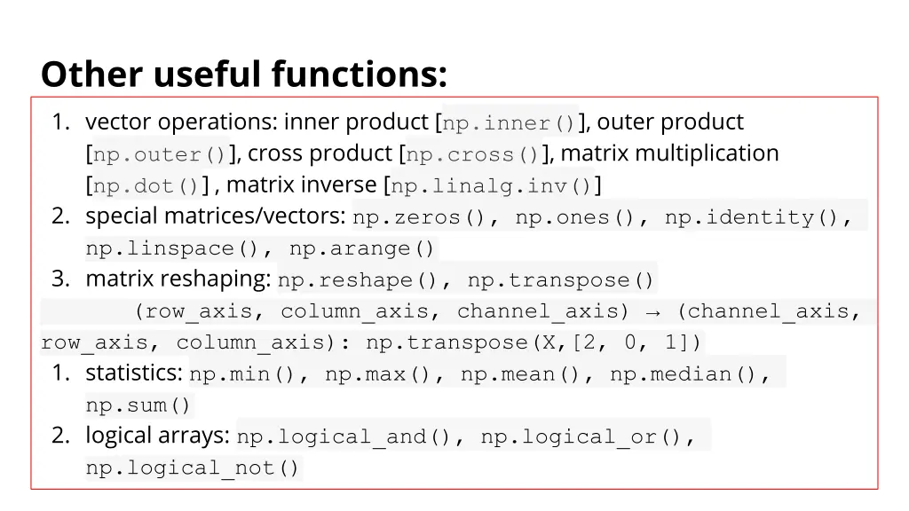 other useful functions 1 vector operations inner