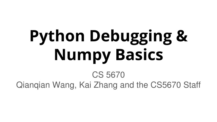 python debugging numpy basics