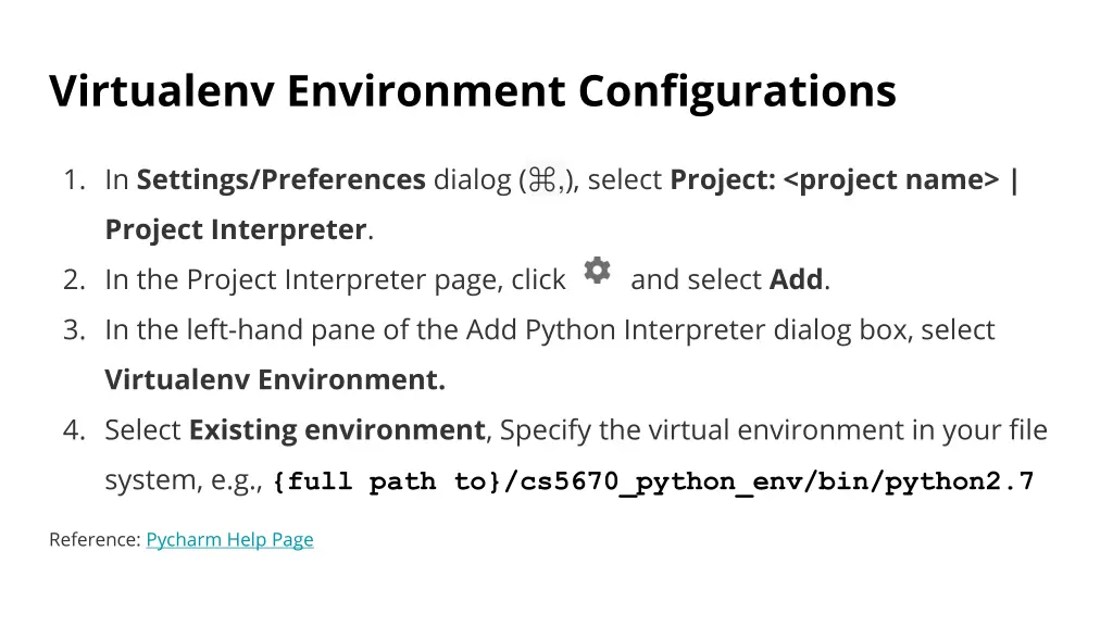 virtualenv environment configurations