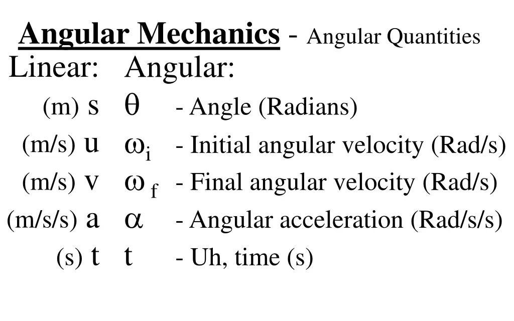 angular mechanics angular quantities linear