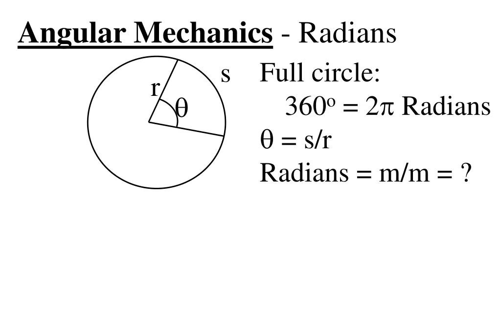 angular mechanics radians