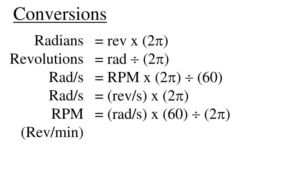 conversions radians revolutions