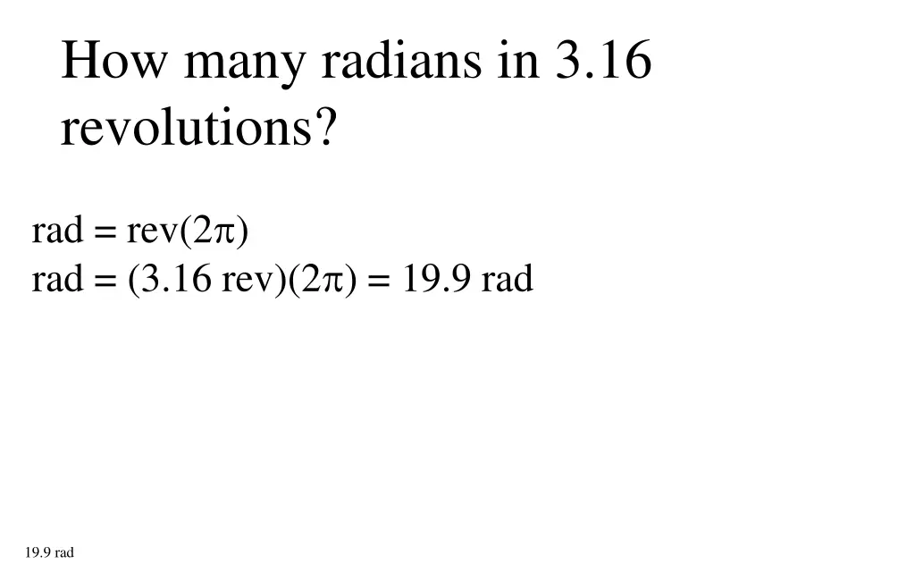how many radians in 3 16 revolutions