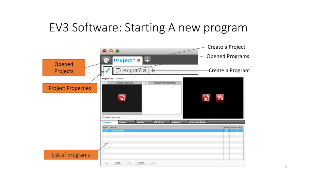 ev3 software starting a new program