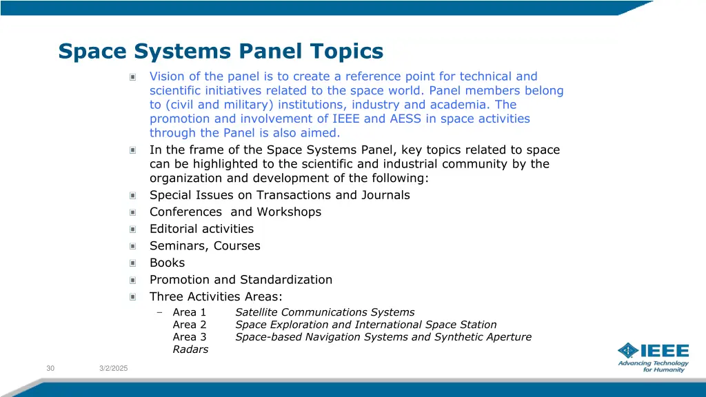 space systems panel topics