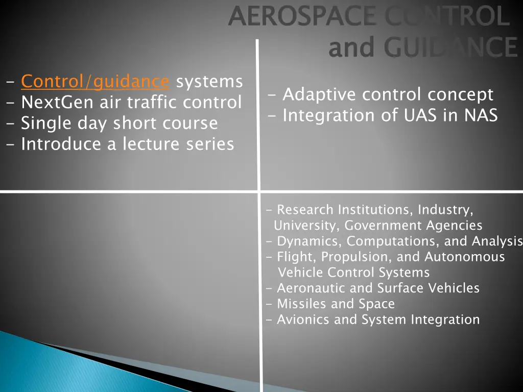 aerospace control and guidance