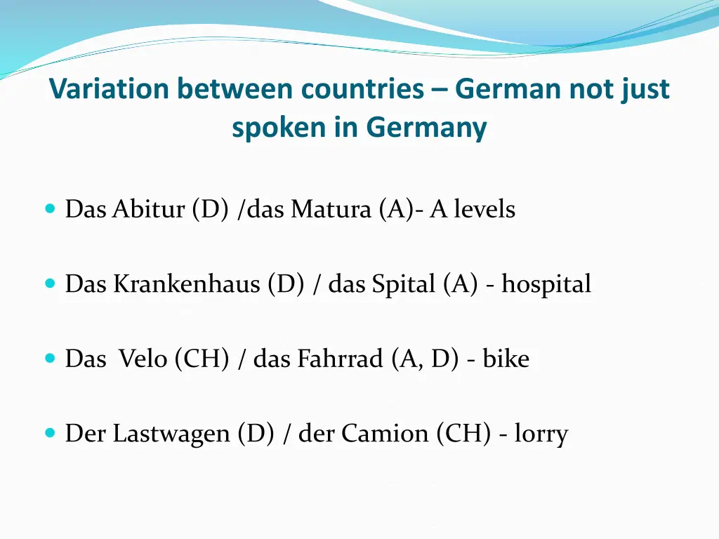 variation between countries german not just