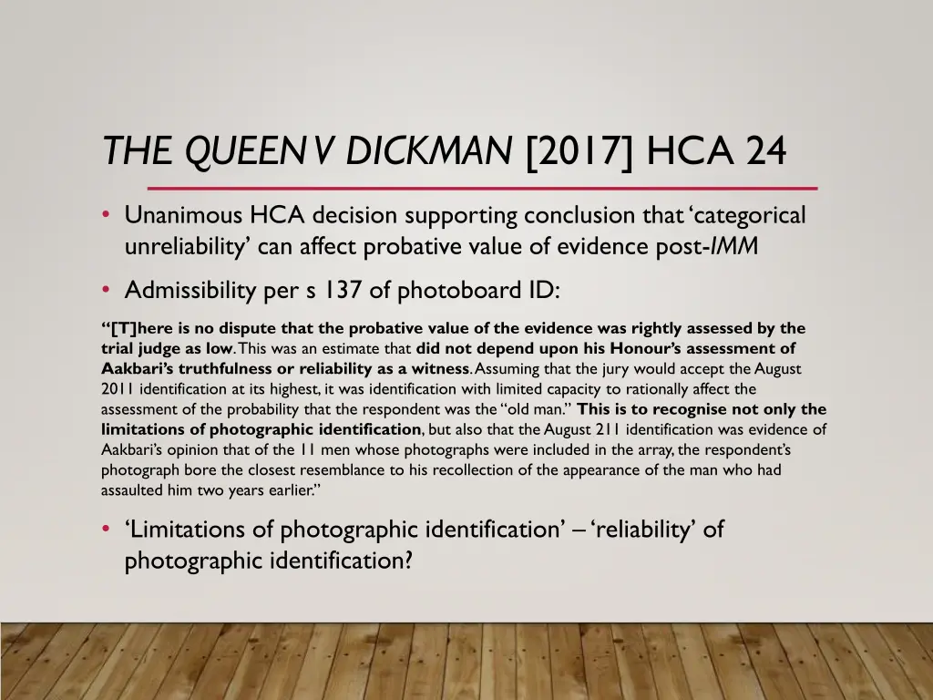 the queen v dickman 2017 hca 24