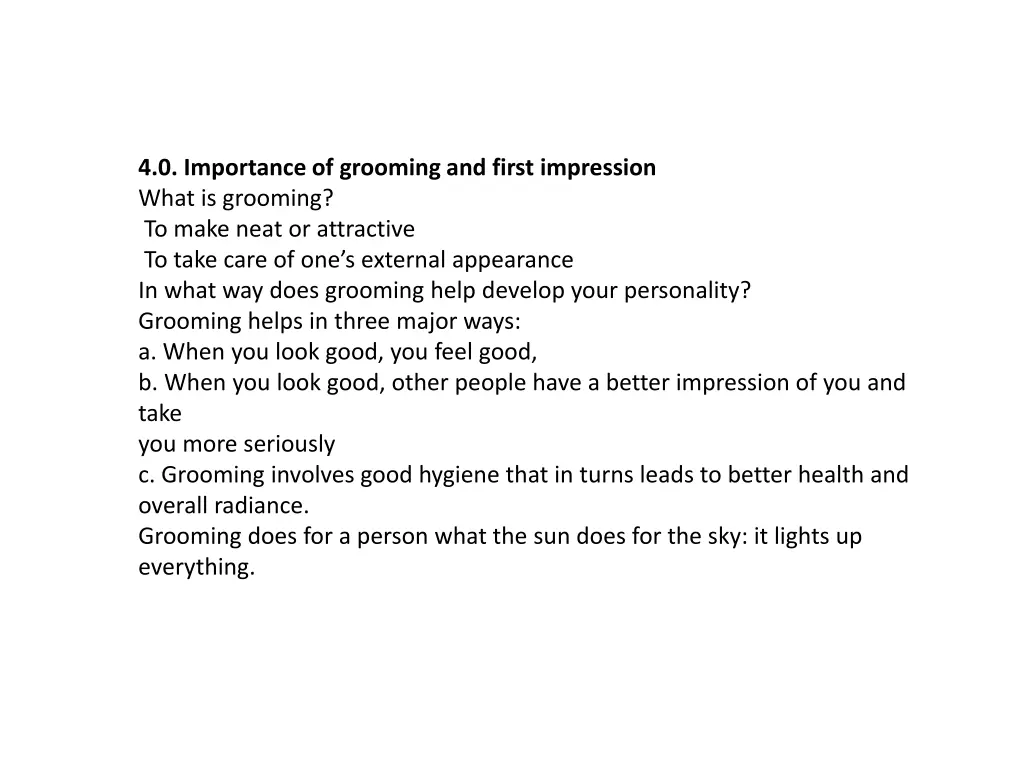 4 0 importance of grooming and first impression