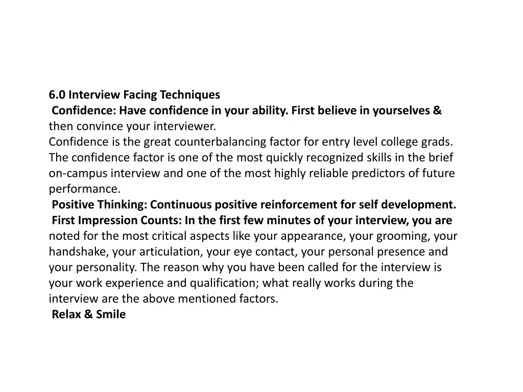 6 0 interview facing techniques confidence have