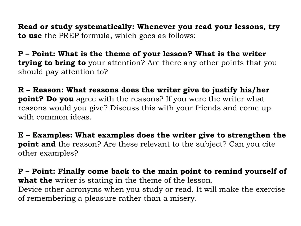 read or study systematically whenever you read