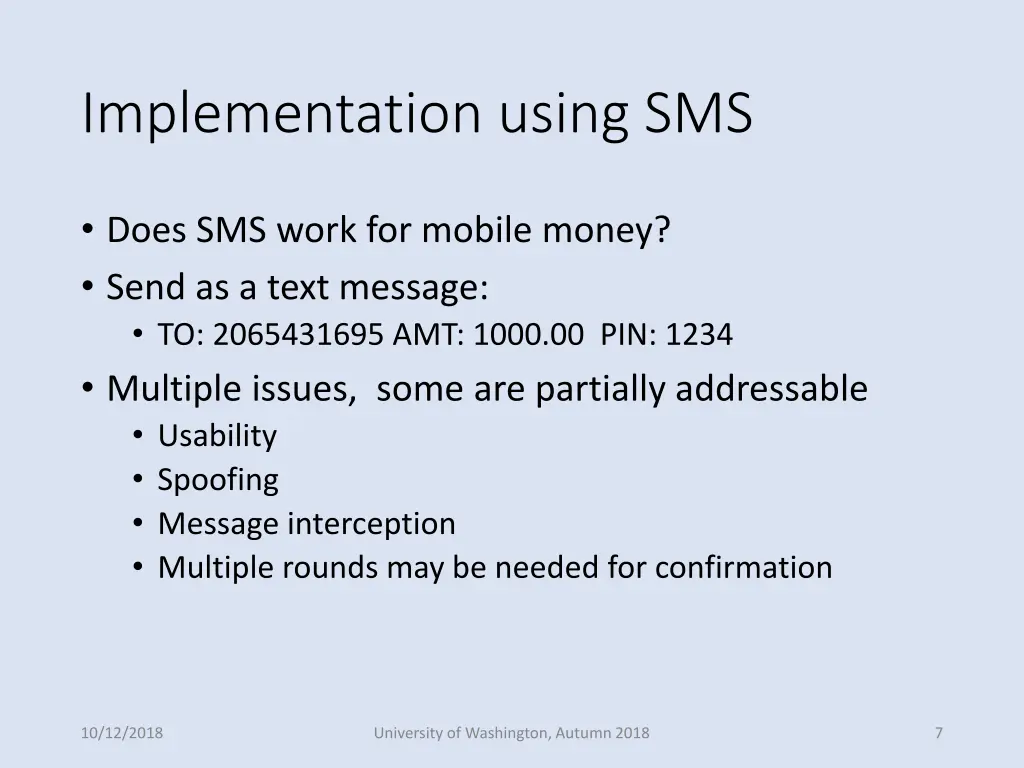 implementation using sms