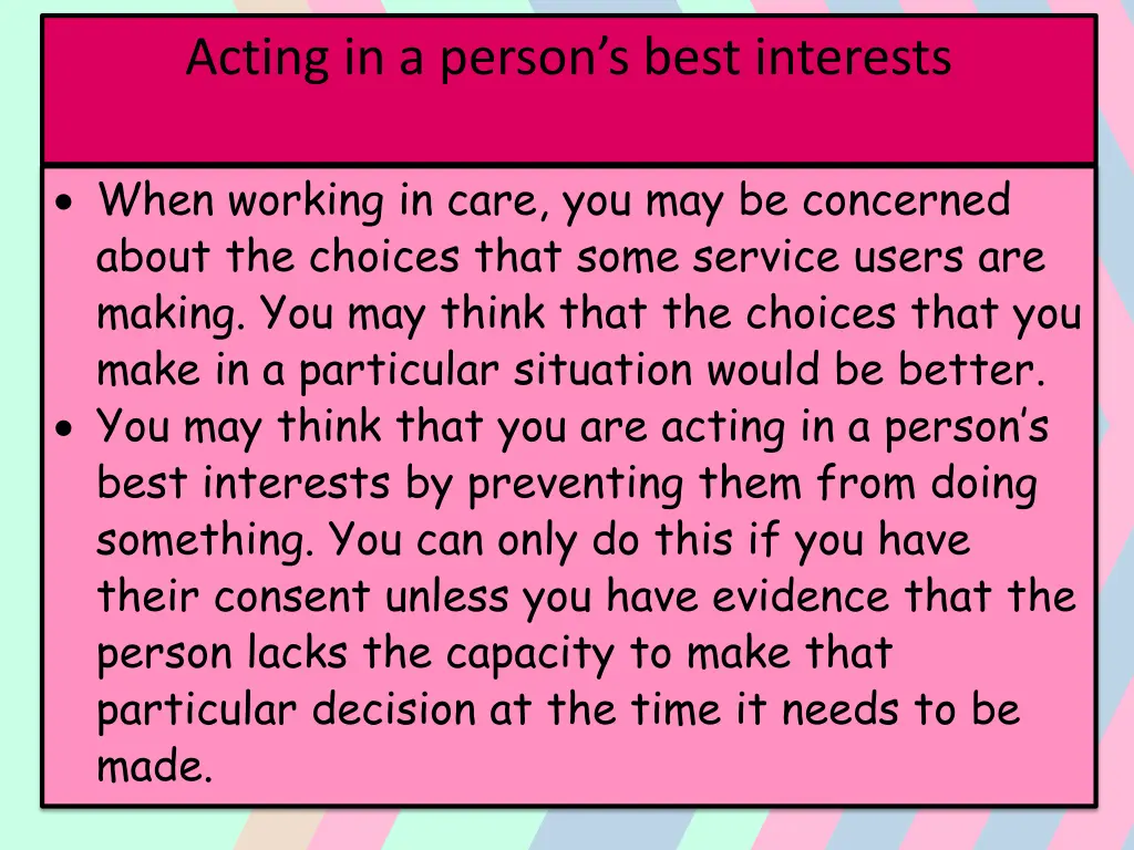 acting in a person s best interests