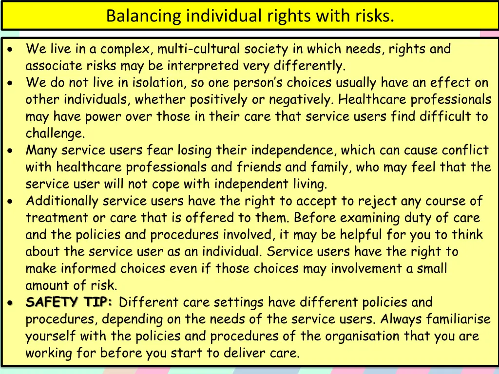 balancing individual rights with risks