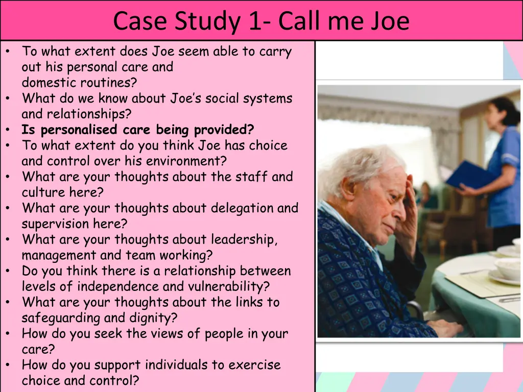 case study 1 call me joe to what extent does