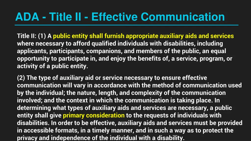 ada title ii effective communication