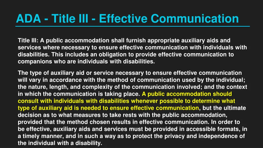 ada title iii effective communication