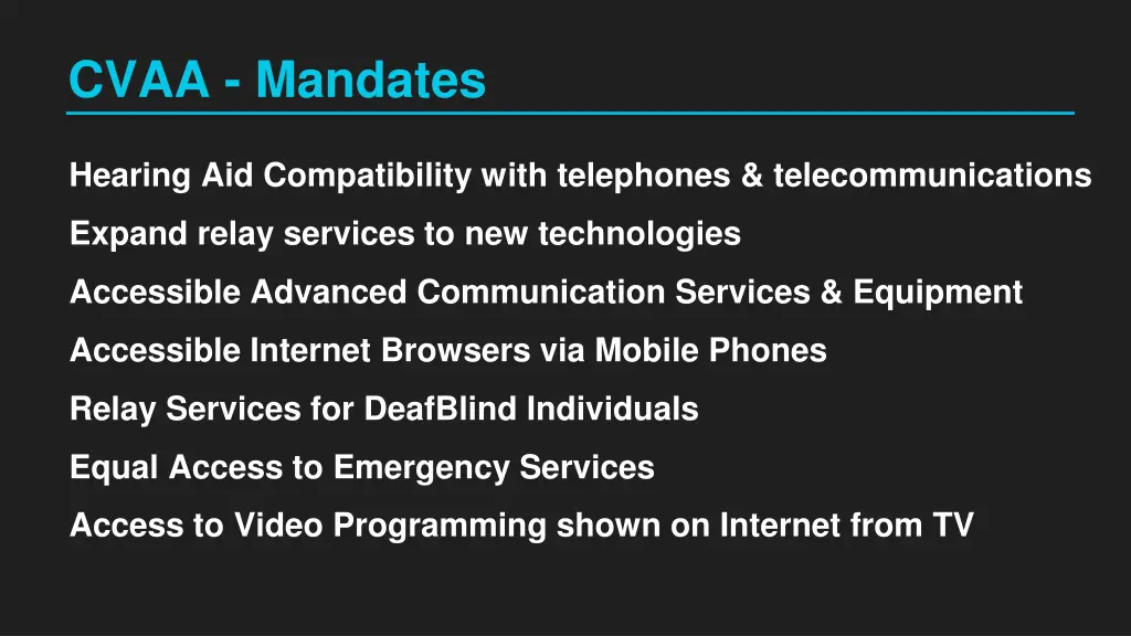 cvaa mandates