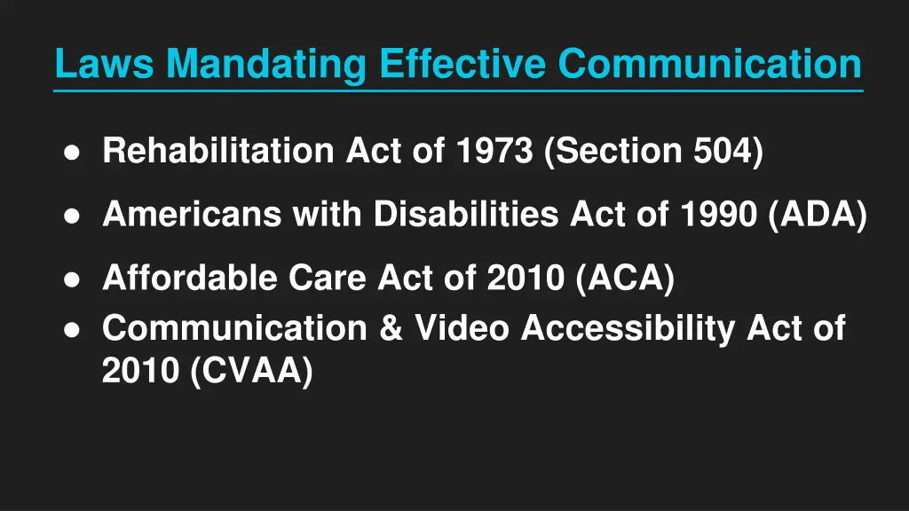laws mandating effective communication