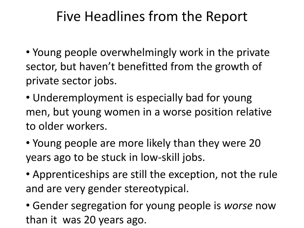 five headlines from the report