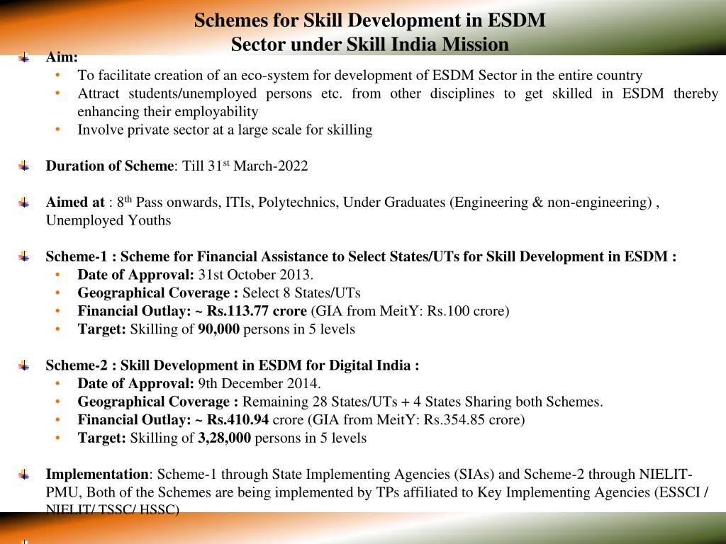 schemes for skill development in esdm sector