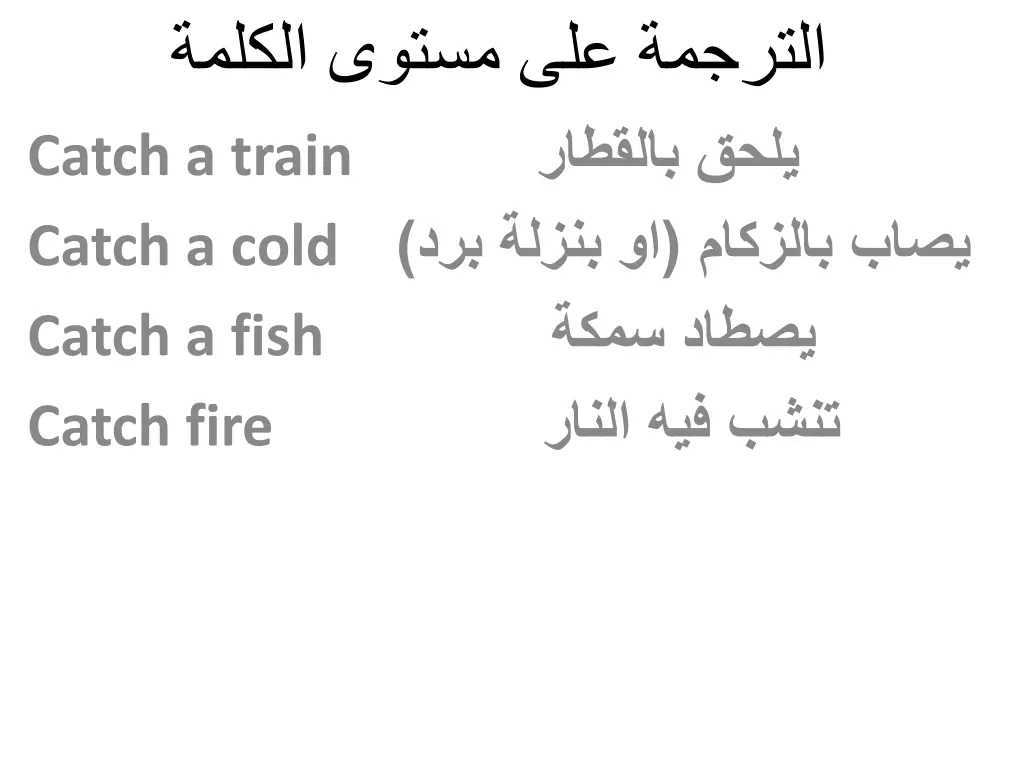 catch a train catch a cold catch a fish catch fire