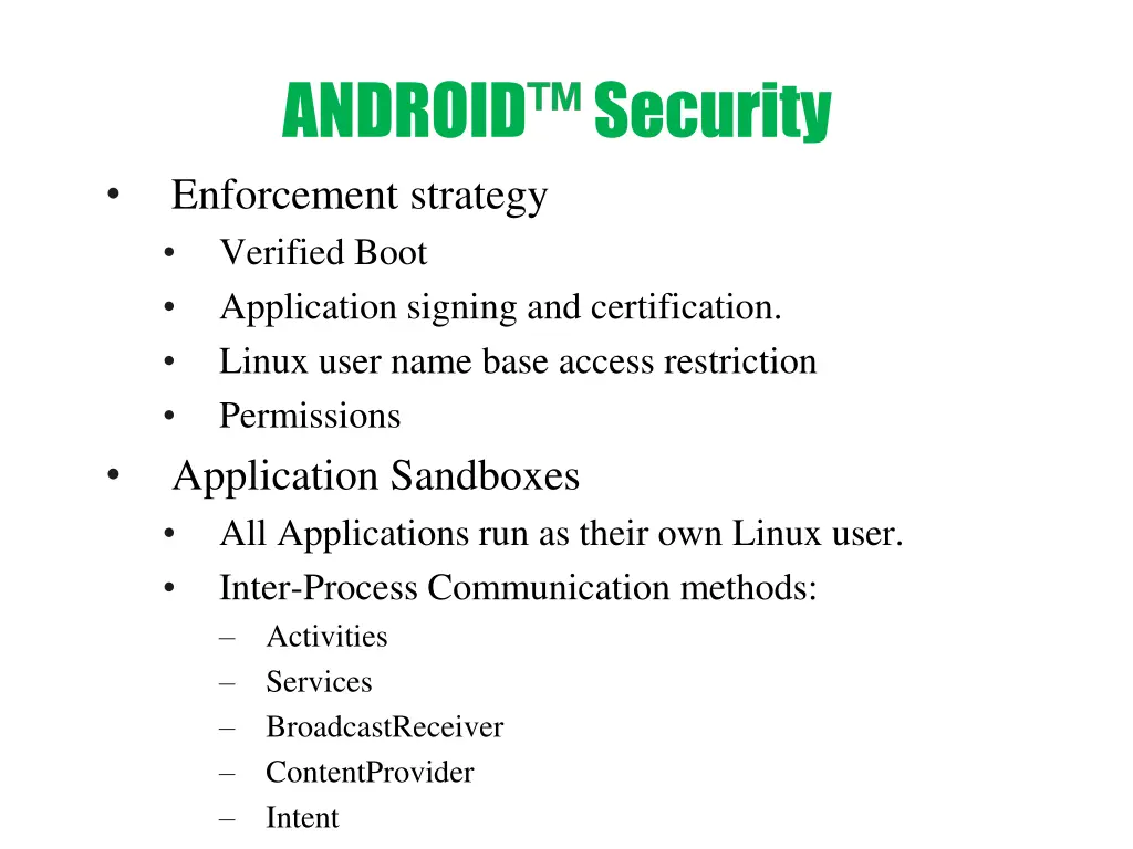 android security enforcement strategy verified