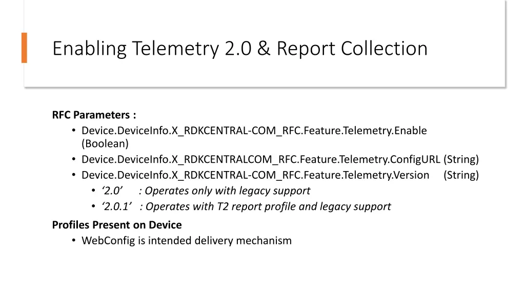 enabling telemetry 2 0 report collection