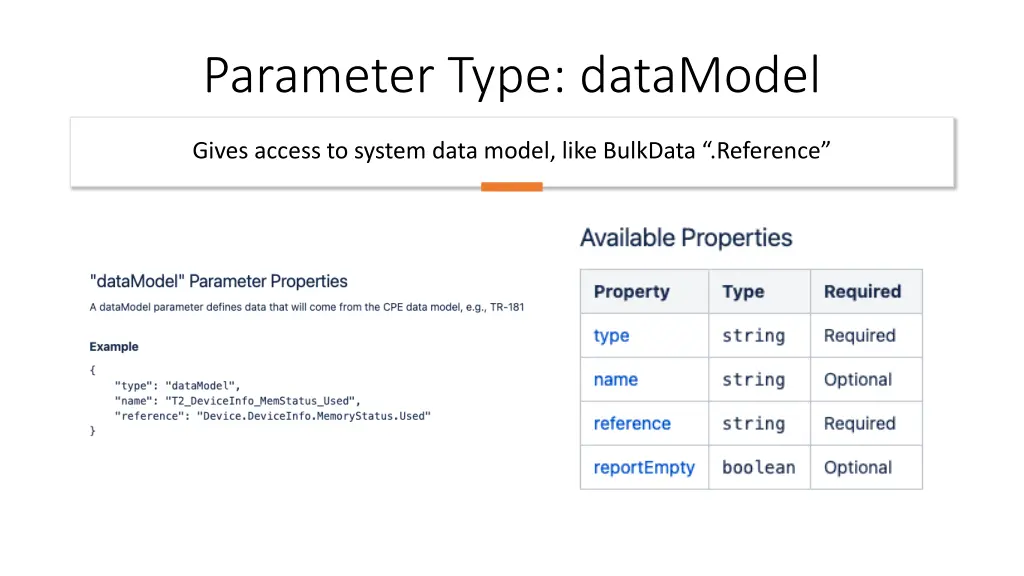 parameter type datamodel