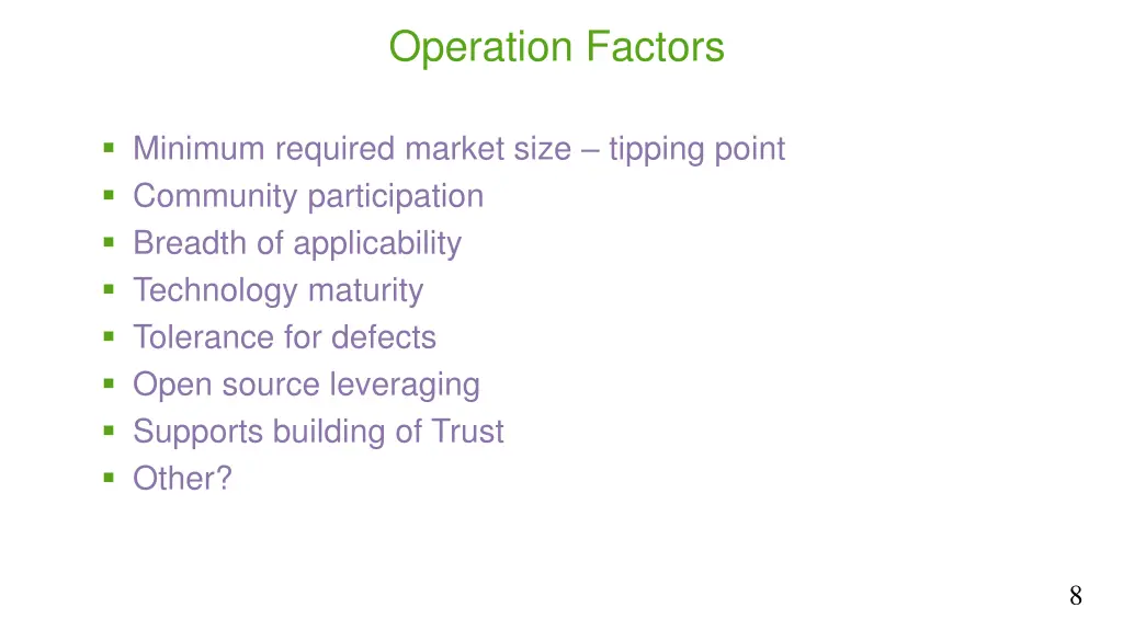 operation factors