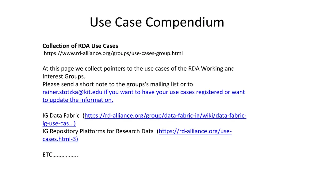 use case compendium