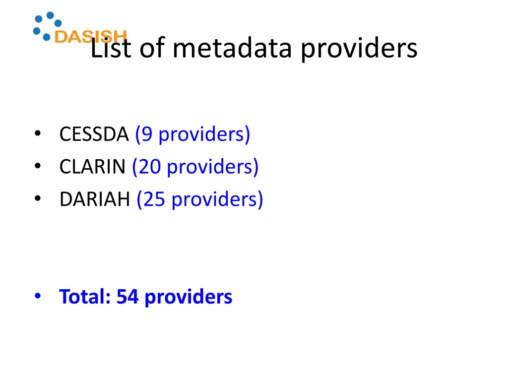 list of metadata providers